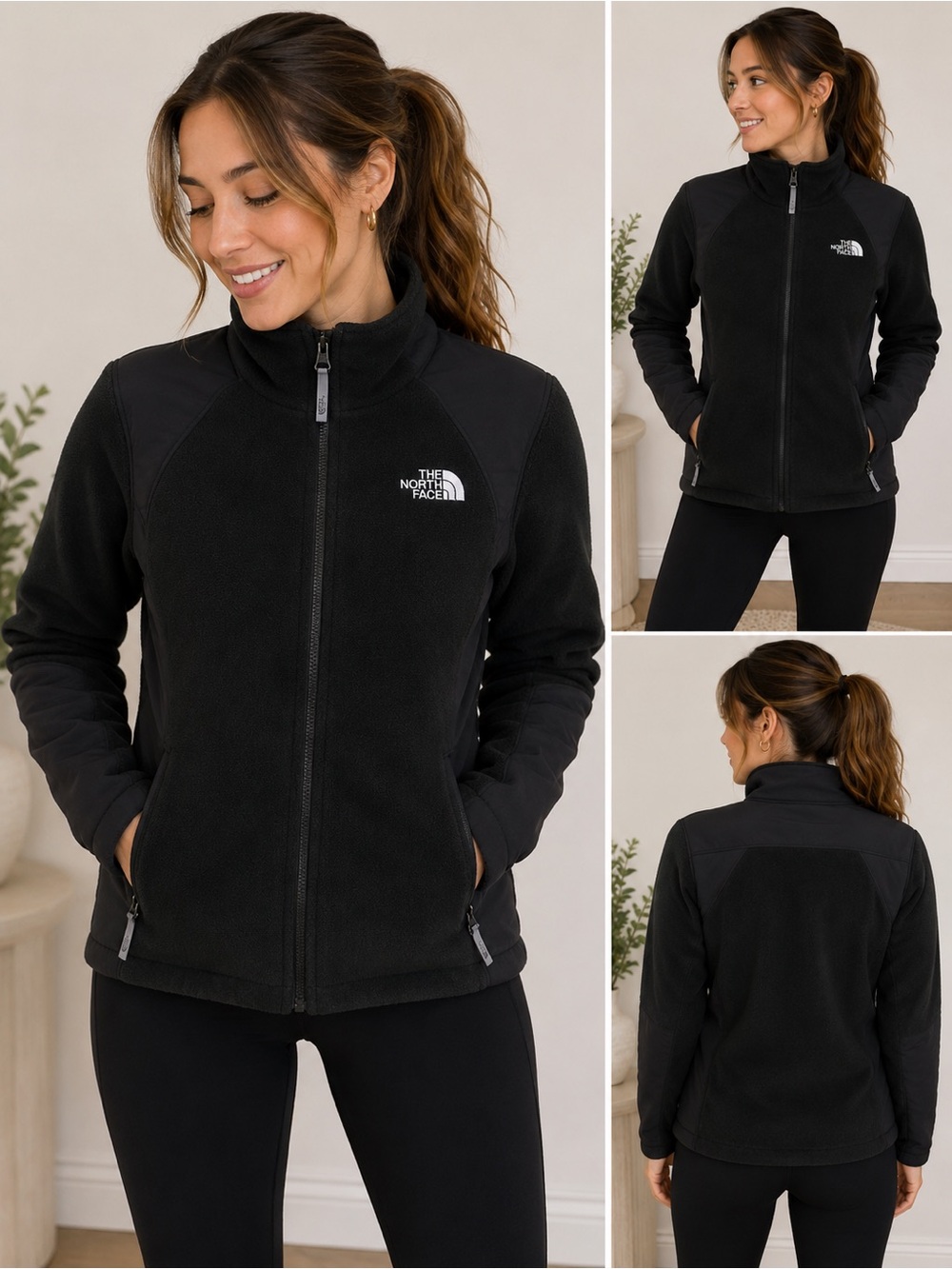 The North Face Women's Black Full-Zip Fleece Jacket Size Medium